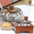 [M.v.Eisenberg] Maceta coreana Vergnugen de 3 capas | Juego de 3 piezas 16cm 20cm 16cm soporte de madera | Acero inoxidable y aluminio de triple capa | Duradero, higiénico, funciona con gas, inducción y más